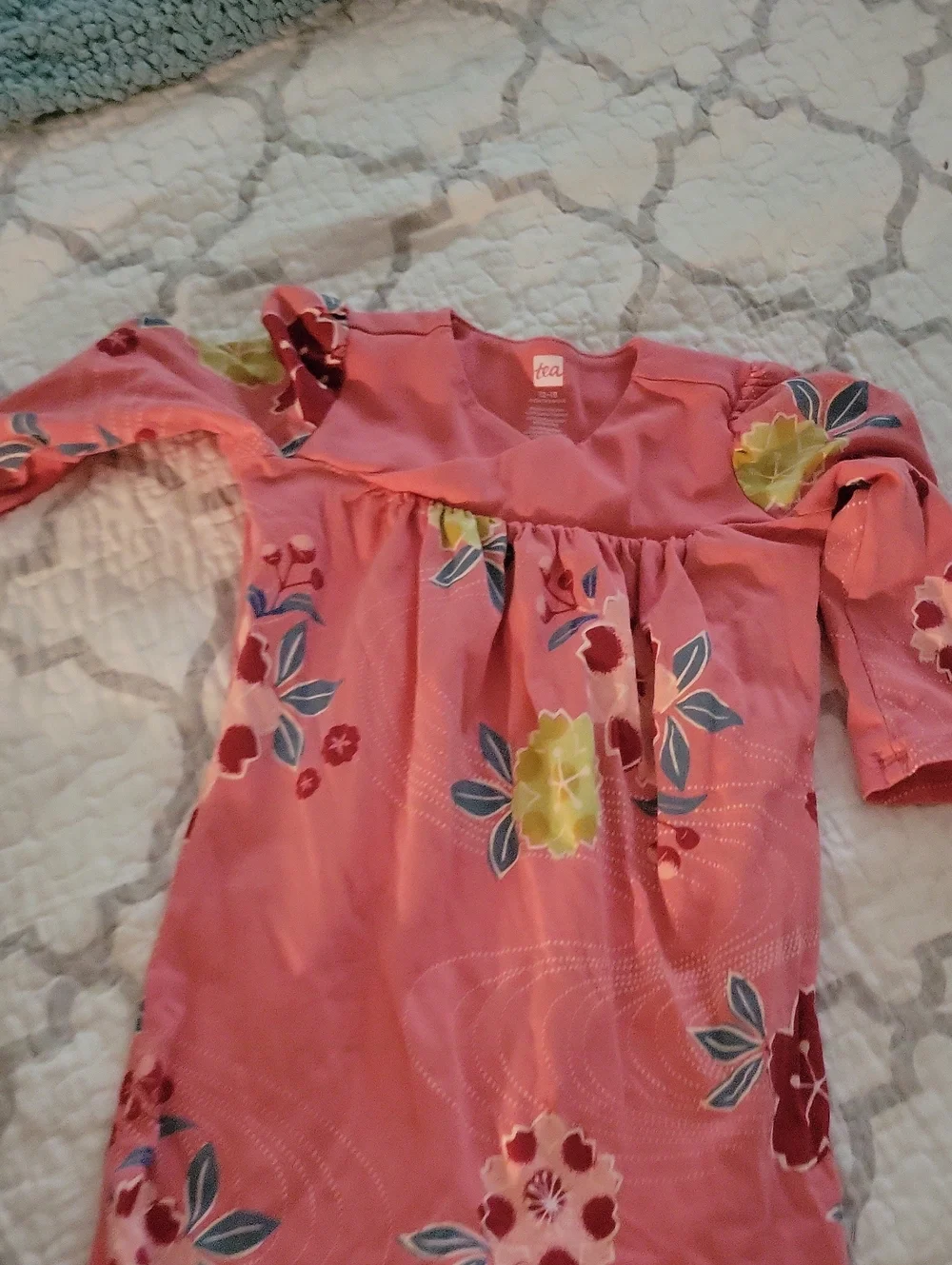 Tea Collection Pink Floral Long-Sleeve One-Piece Bodysuit